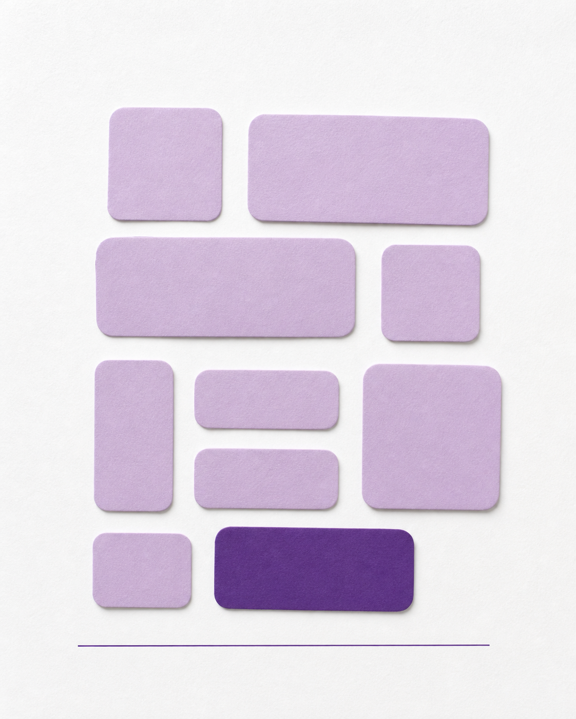 KPI dashboard — lavanta çipler, deep purple vurgu